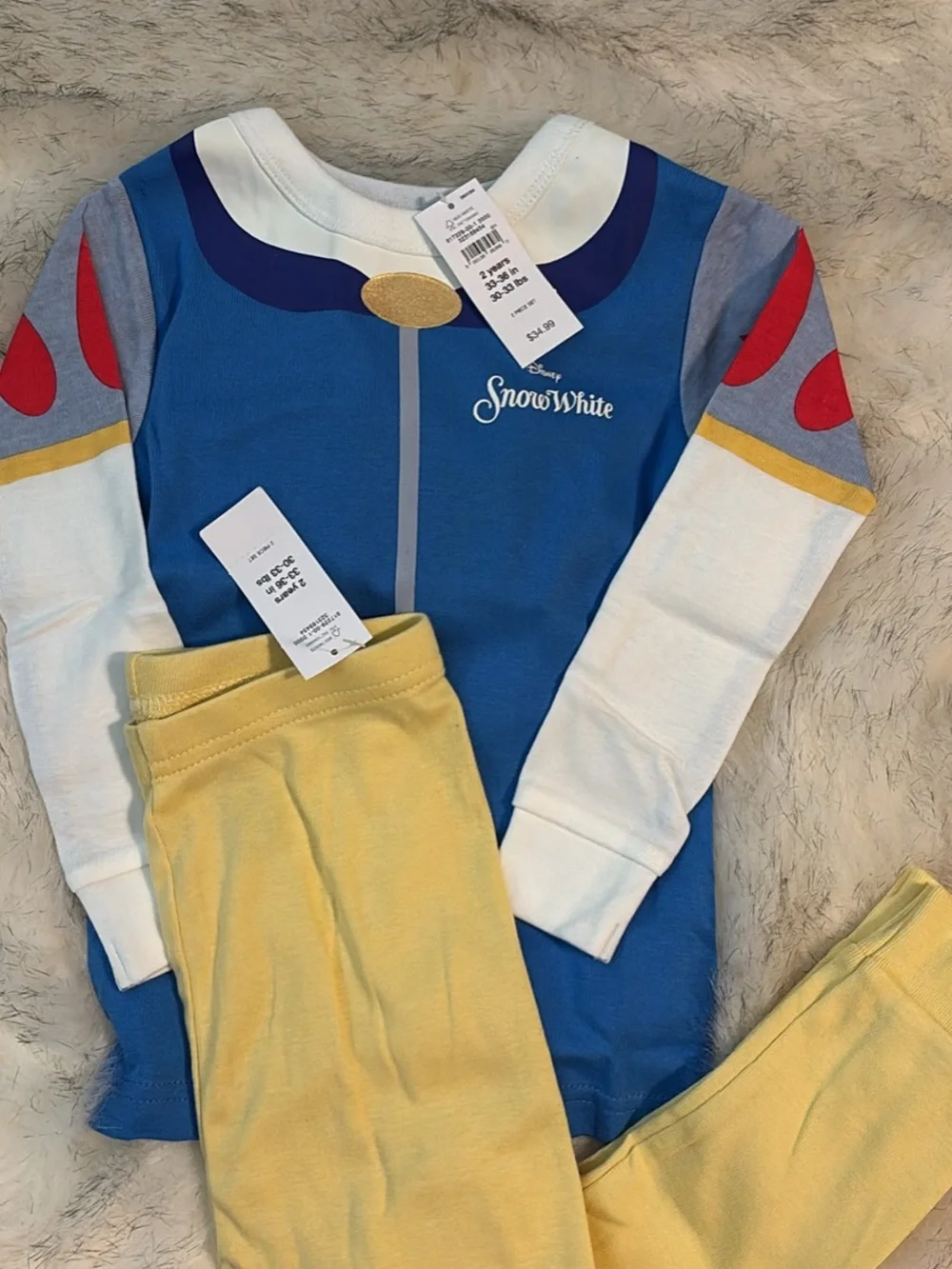 Disney Snow White Inspired Toddler Pajamas - Blue, Yellow & Red